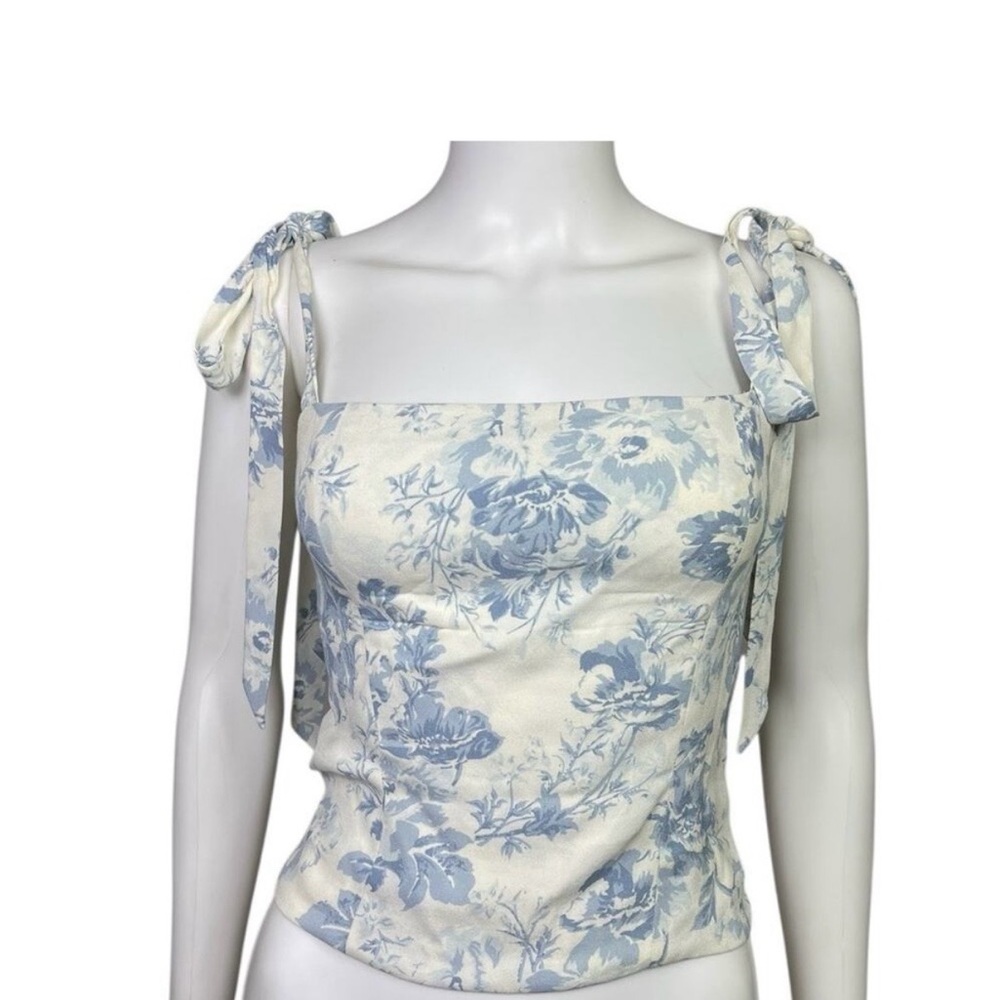 Reformation Blue Floral Blouse